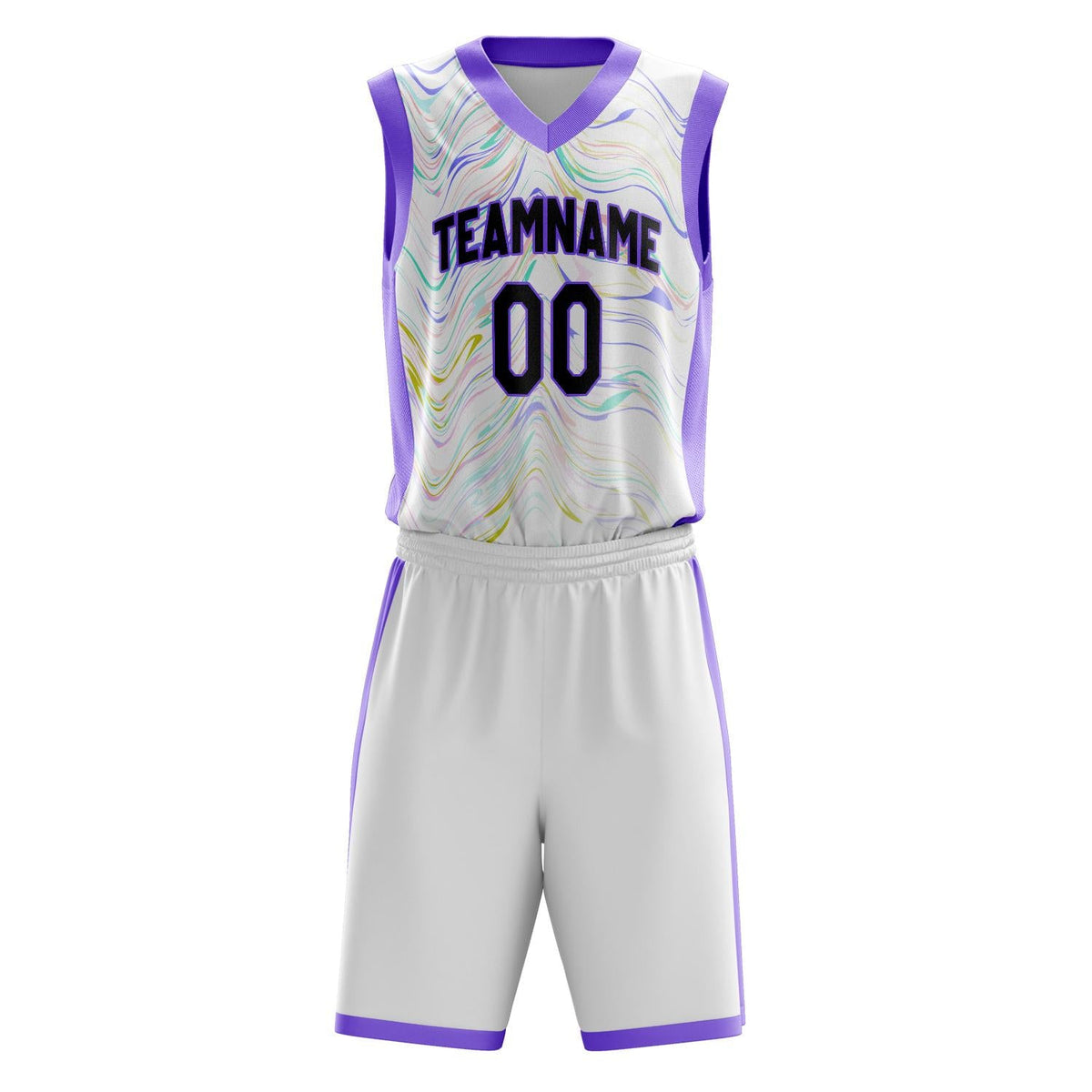 Custom White Purple Pattern Basketball Jersey