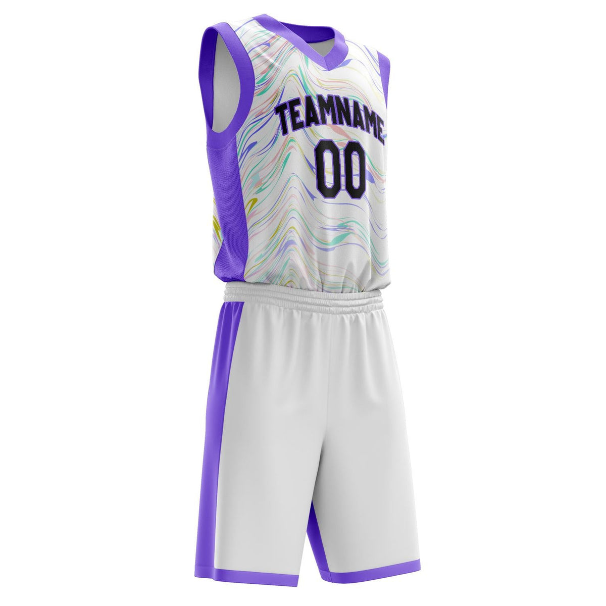 Custom White Purple Pattern Basketball Jersey