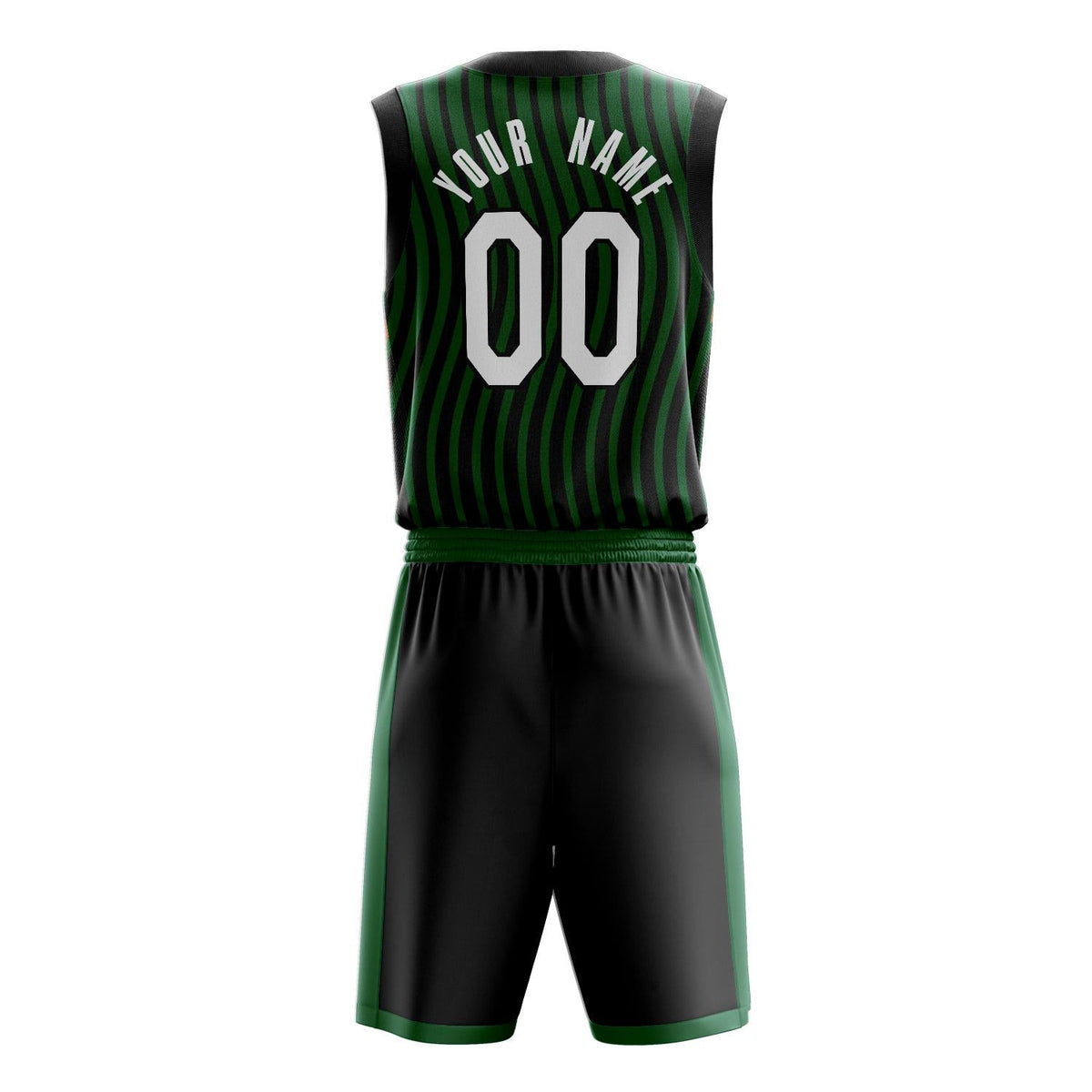 Custom Black Kelly Green Pattern Basketball Jersey