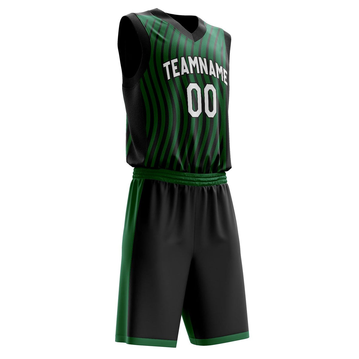 Custom Black Kelly Green Pattern Basketball Jersey