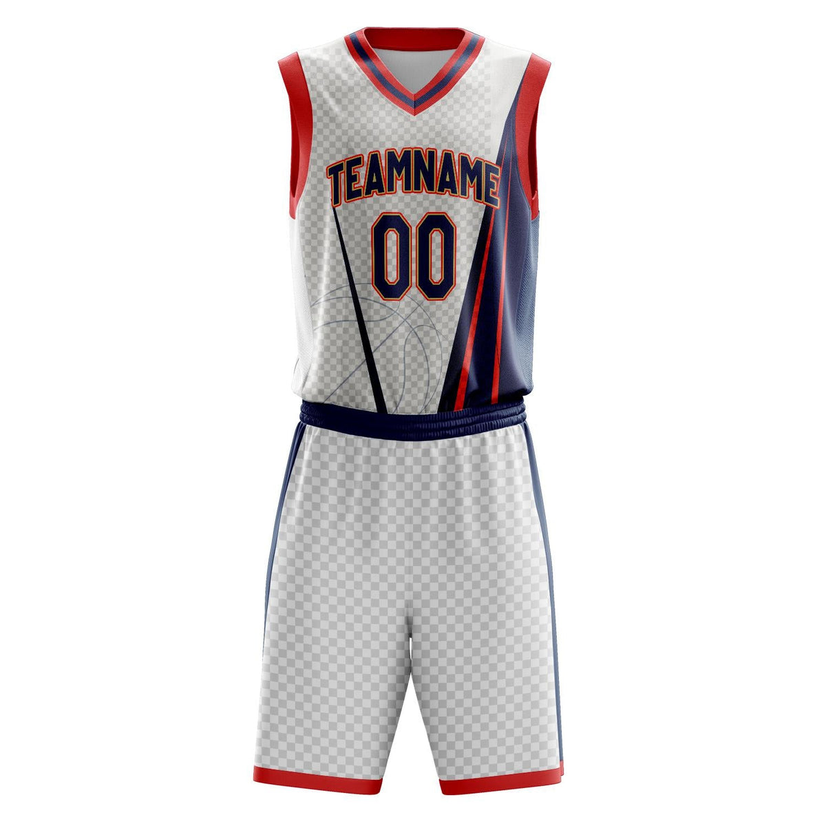 Custom White Navy Pattern Basketball Jersey