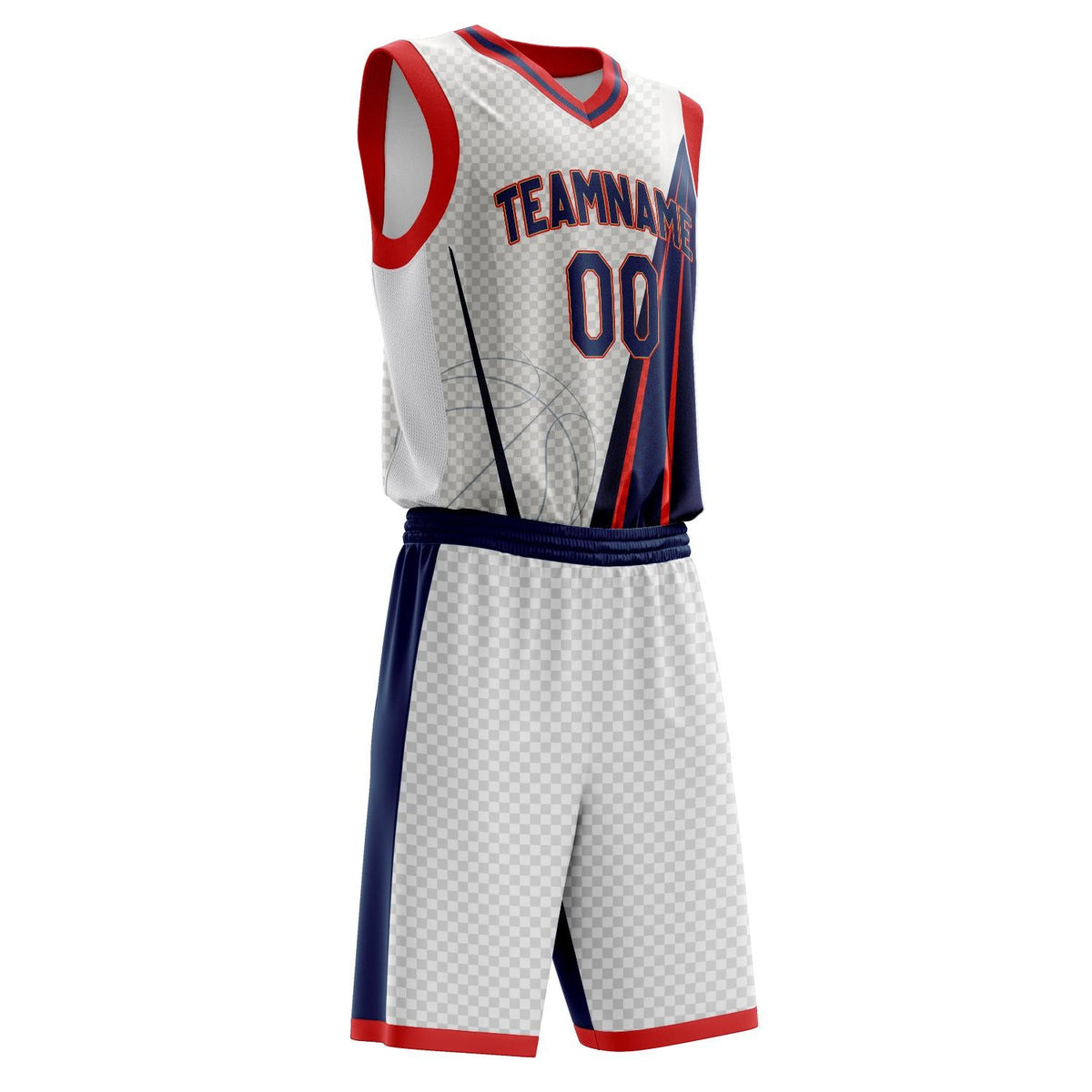 Custom White Navy Pattern Basketball Jersey