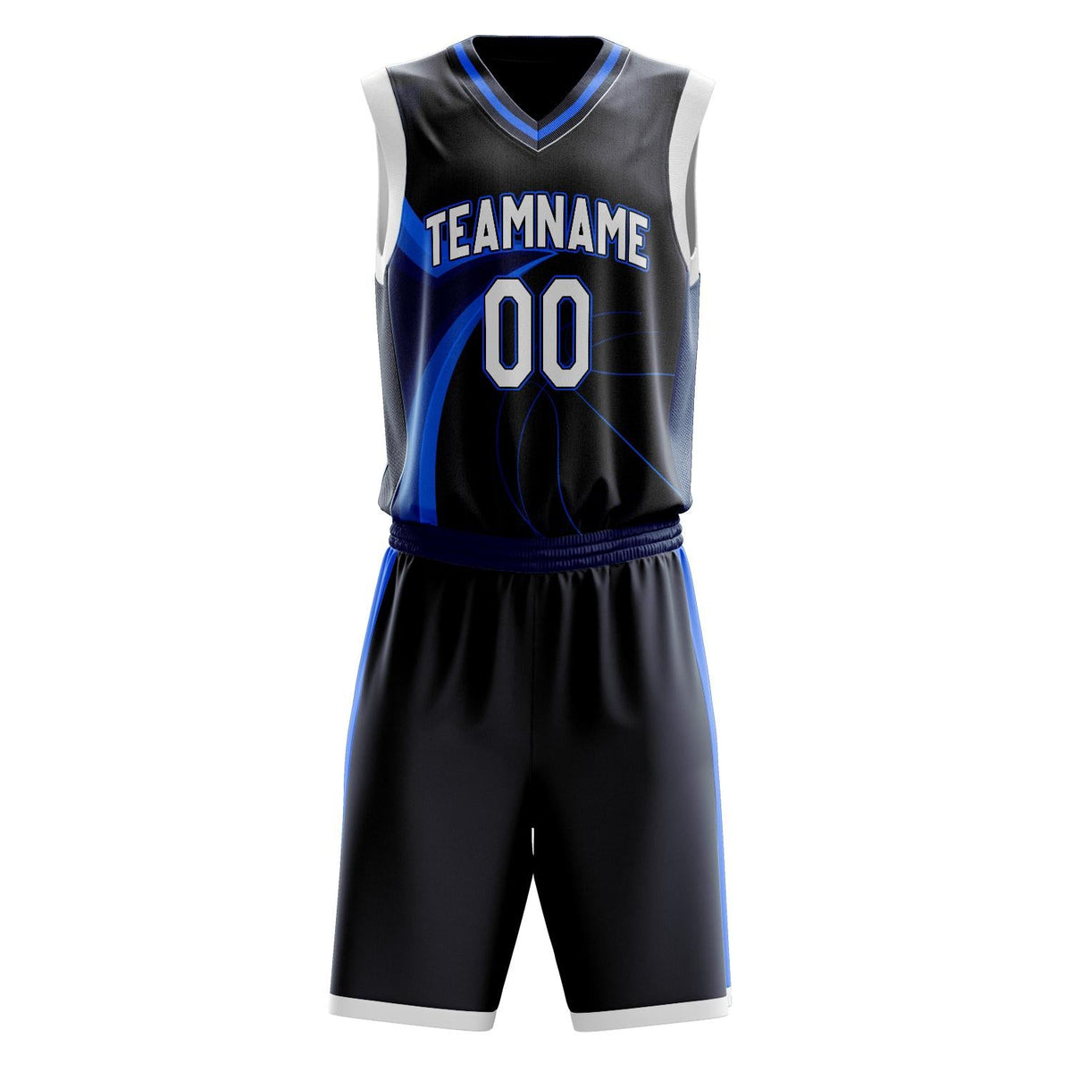 Custom Navy White Pattern Basketball Jersey