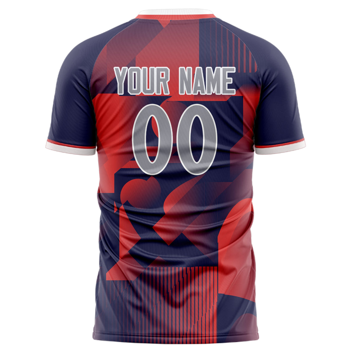 Custom Navy Red Pattern Soccer Jersey