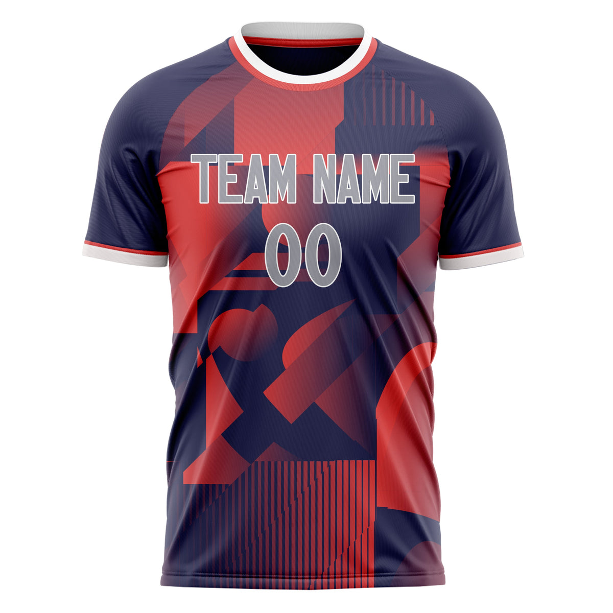 Custom Navy Red Pattern Soccer Jersey