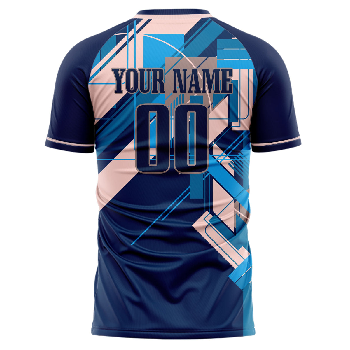 Custom Navy Pink Pattern Soccer Jersey