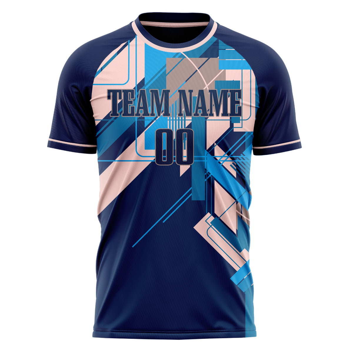 Custom Navy Pink Pattern Soccer Jersey