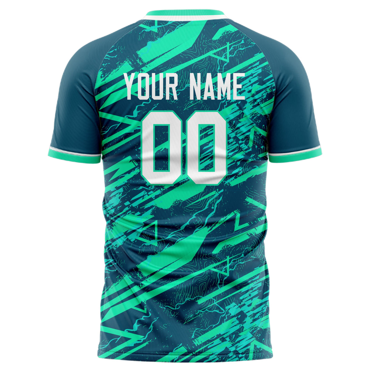 Custom Teal White Pattern Soccer Jersey