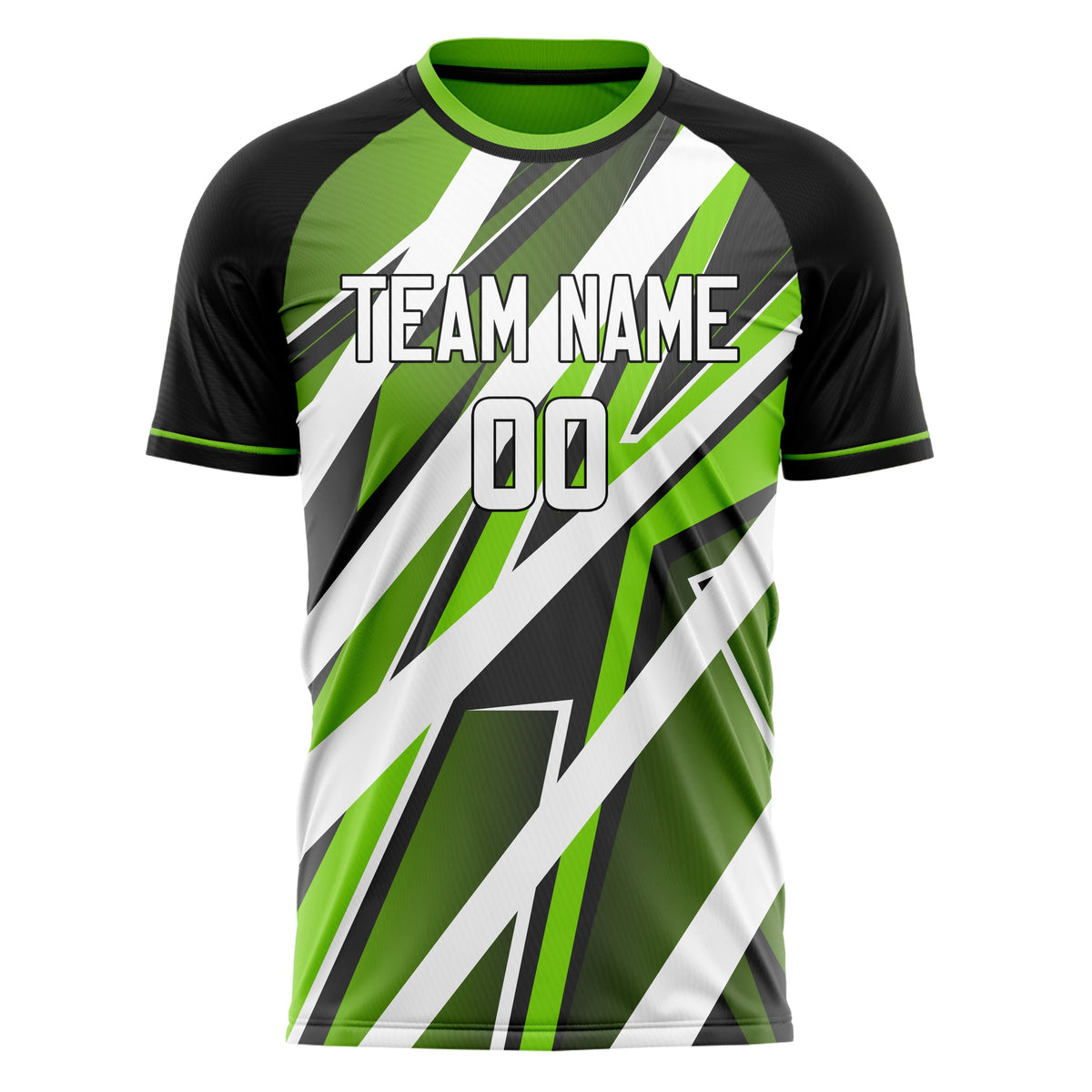 Custom White Green Pattern Soccer Jersey