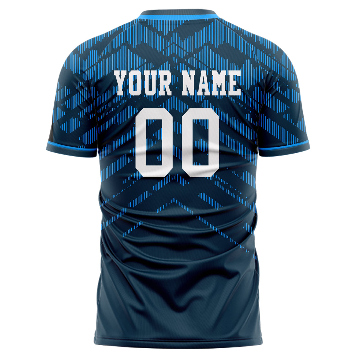 Custom Navy Blue Pattern Soccer Jersey