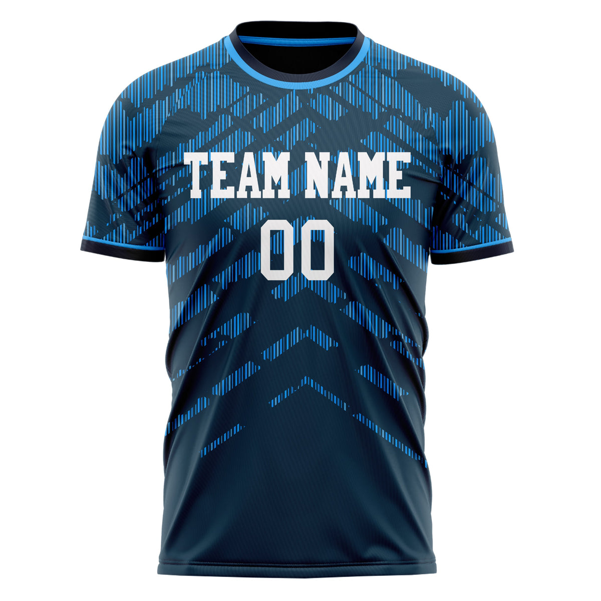 Custom Navy Blue Pattern Soccer Jersey