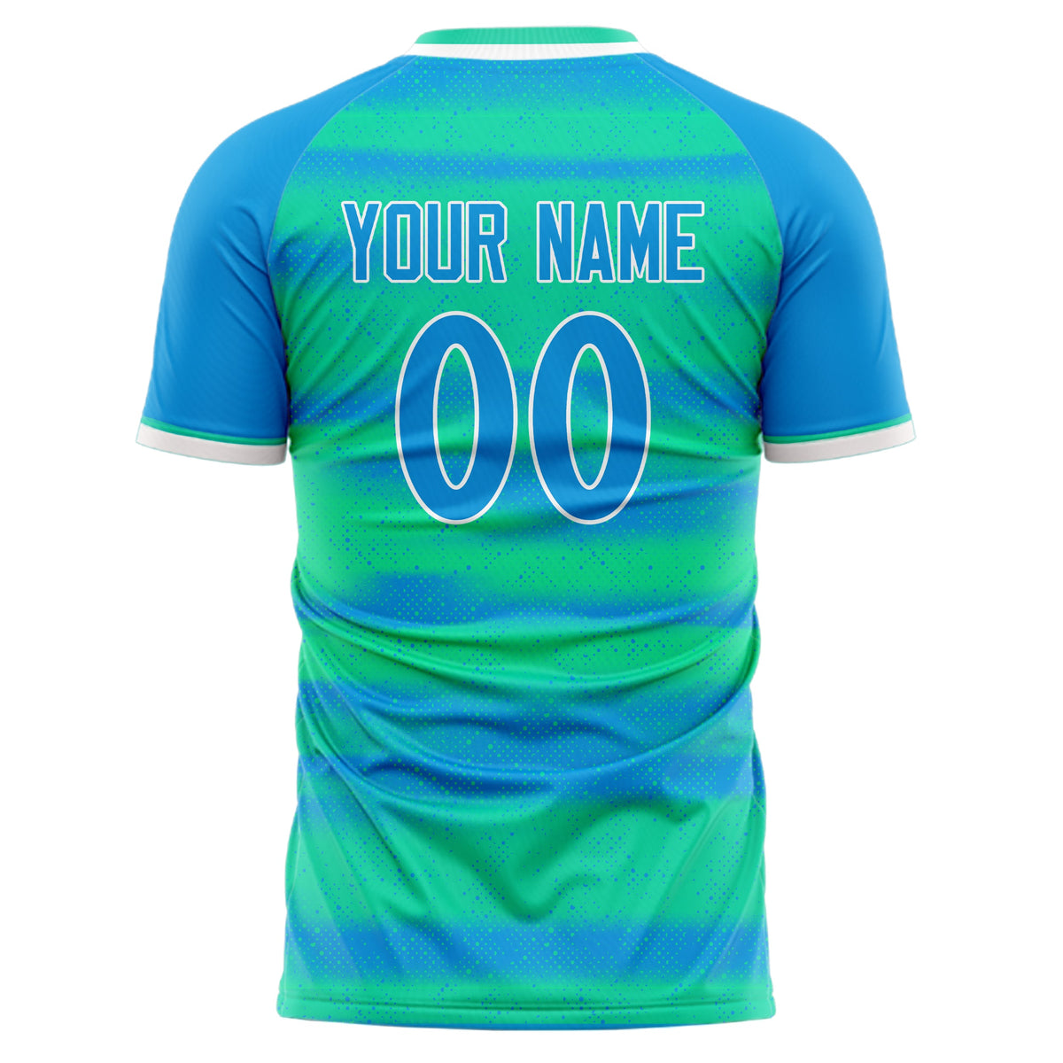 Custom Blue Teal Pattern Soccer Jersey