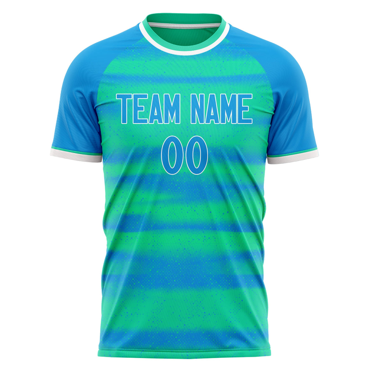 Custom Blue Teal Pattern Soccer Jersey