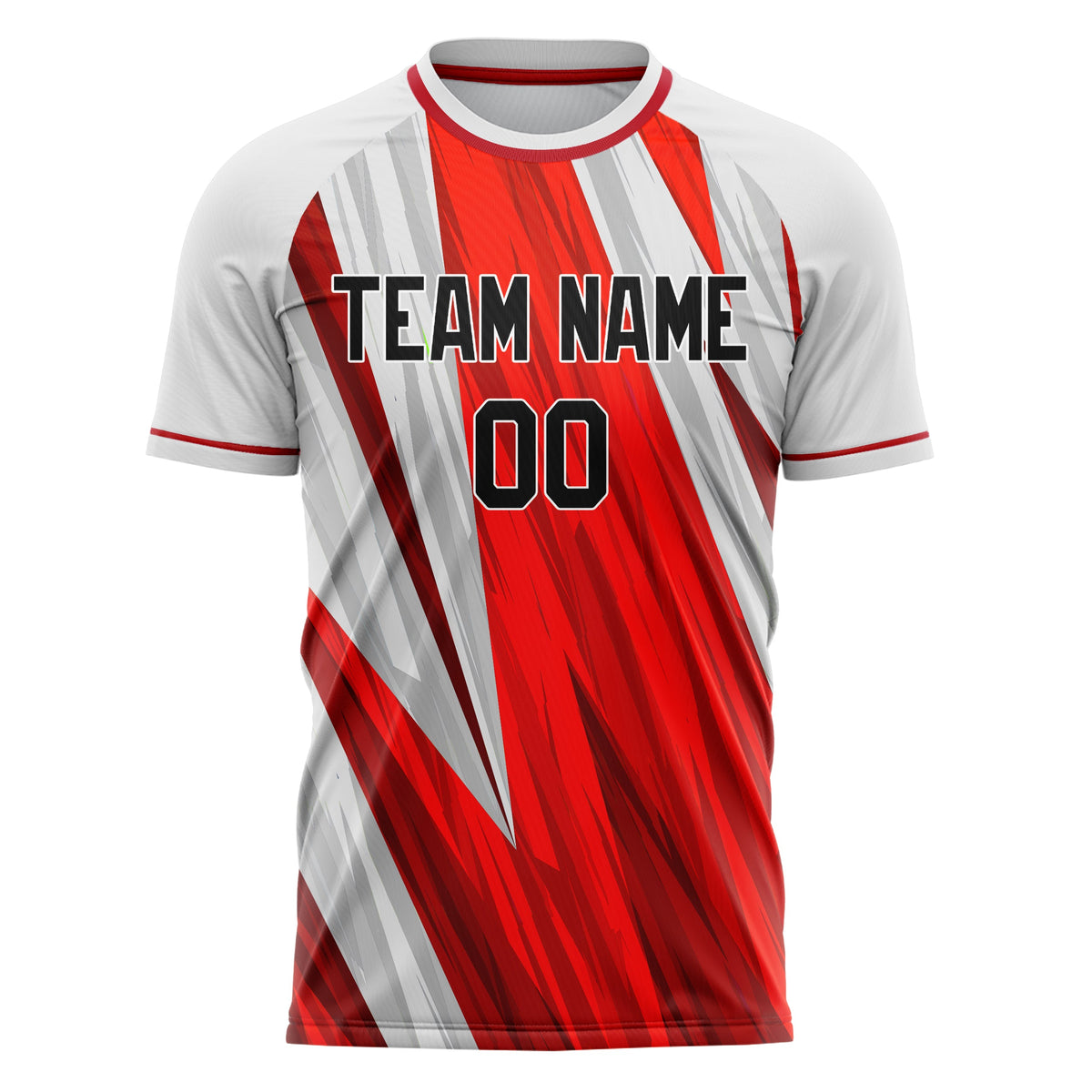 Custom White Red Pattern Soccer Jersey