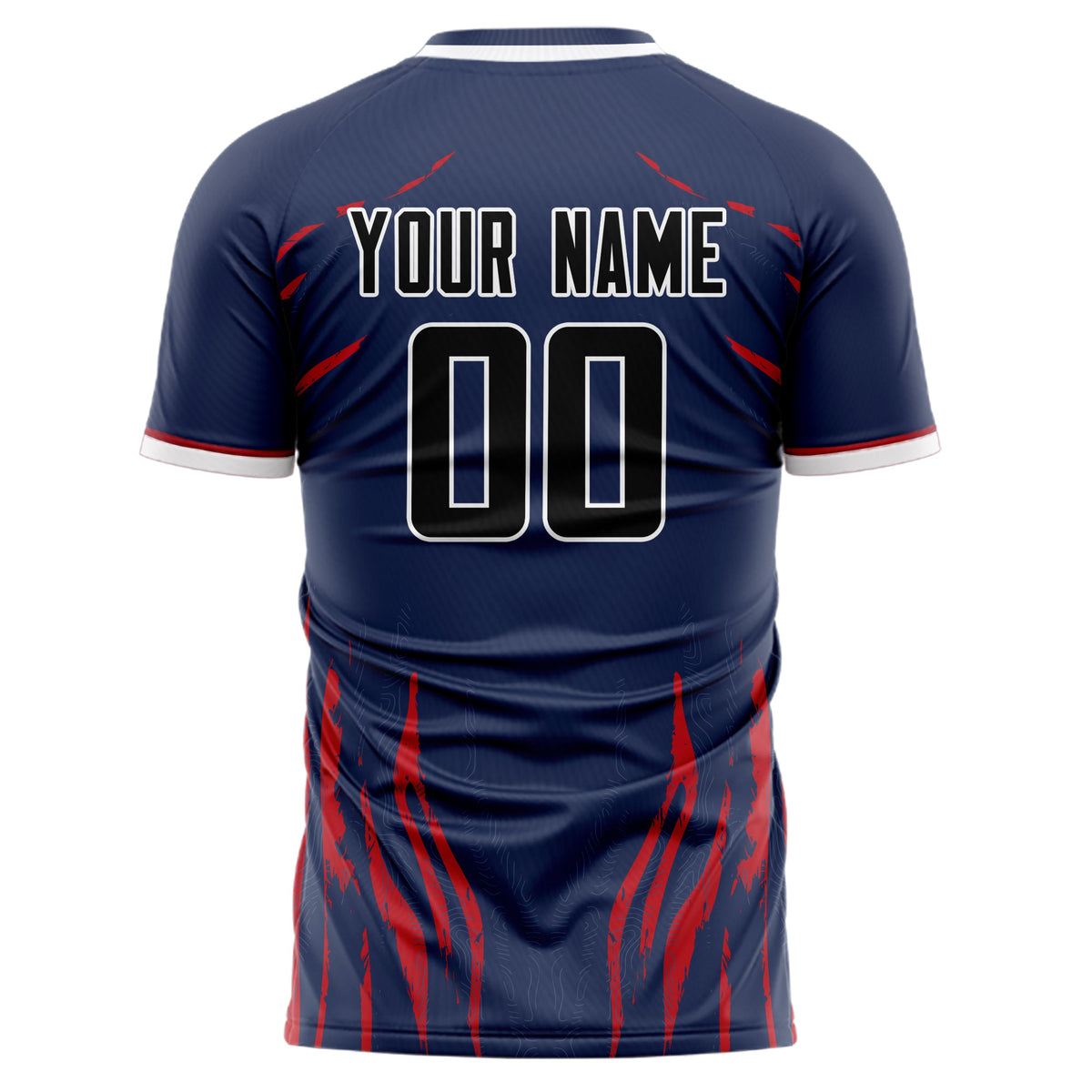 Custom Navy Black Pattern Soccer Jersey