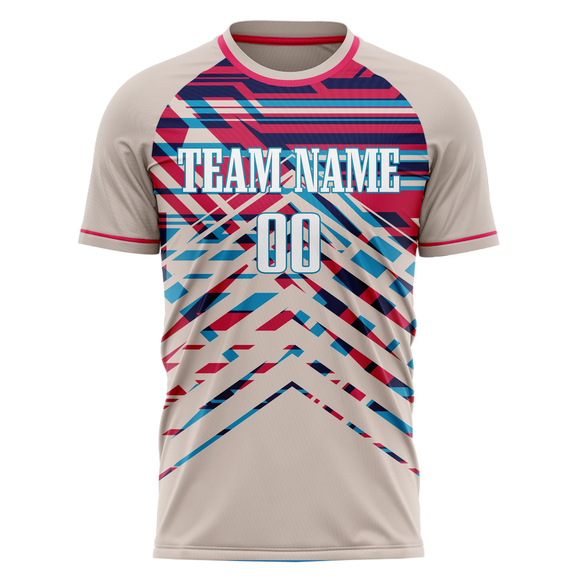 Custom Cream Pink Pattern Soccer Jersey