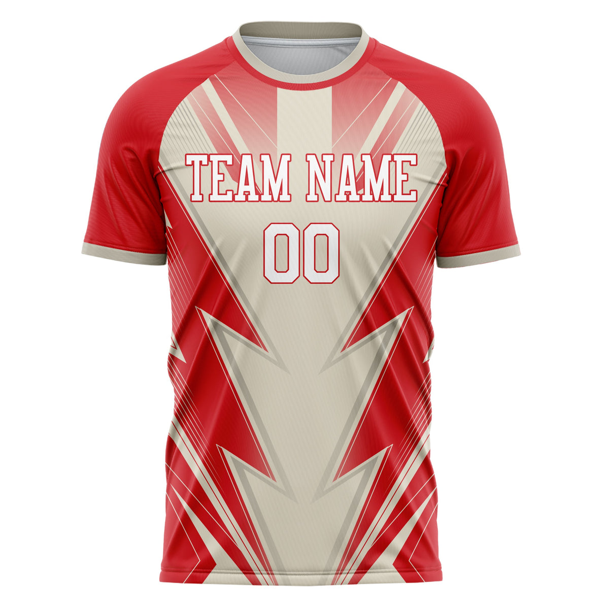 Custom Red Cream Pattern Soccer Jersey