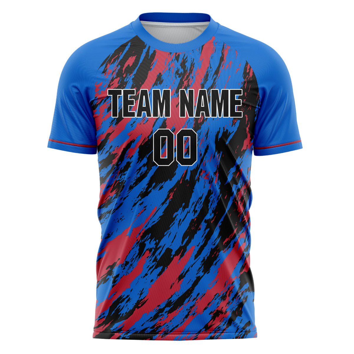 Custom Blue Black Pattern Soccer Jersey