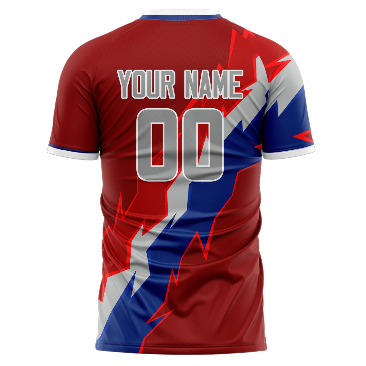 Custom Red Gray Pattern Soccer Jersey