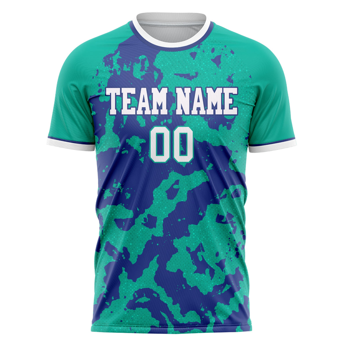 Custom Teal Purple Pattern Soccer Jersey