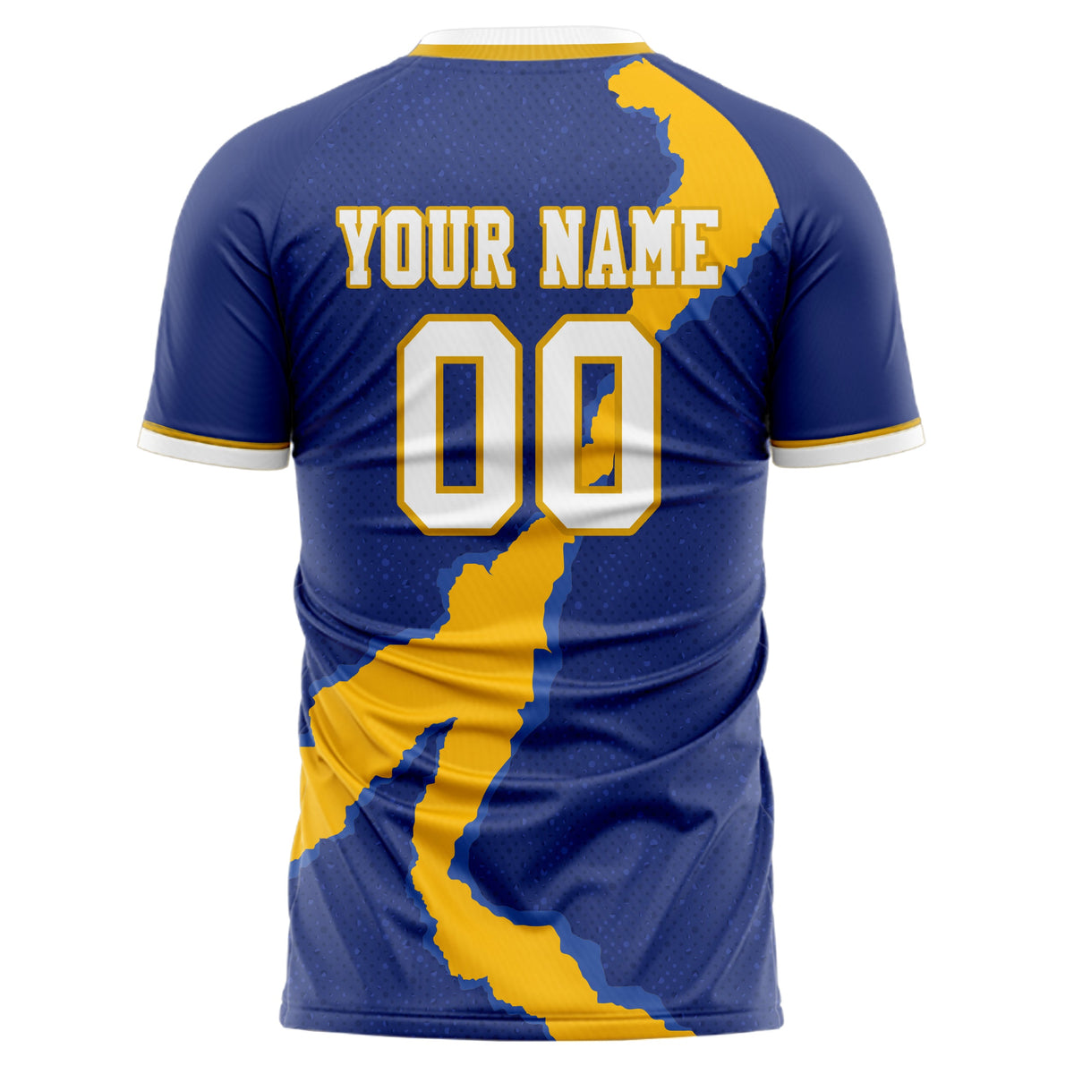 Custom Navy Gold Pattern Soccer Jersey