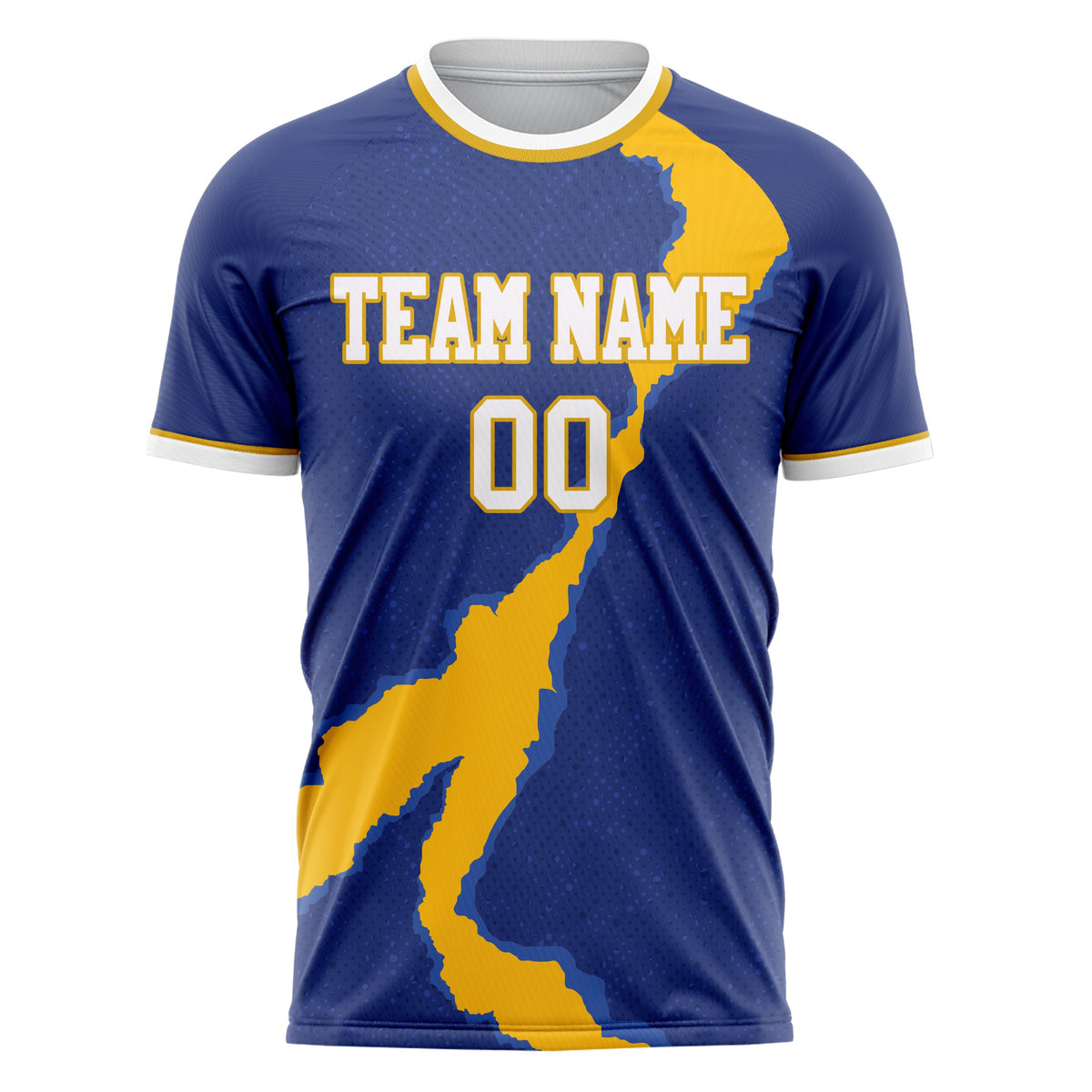 Custom Navy Gold Pattern Soccer Jersey