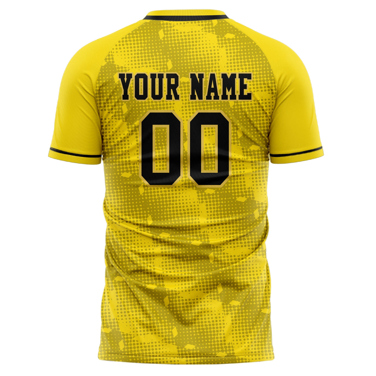 Custom Yellow Black Pattern Soccer Jersey