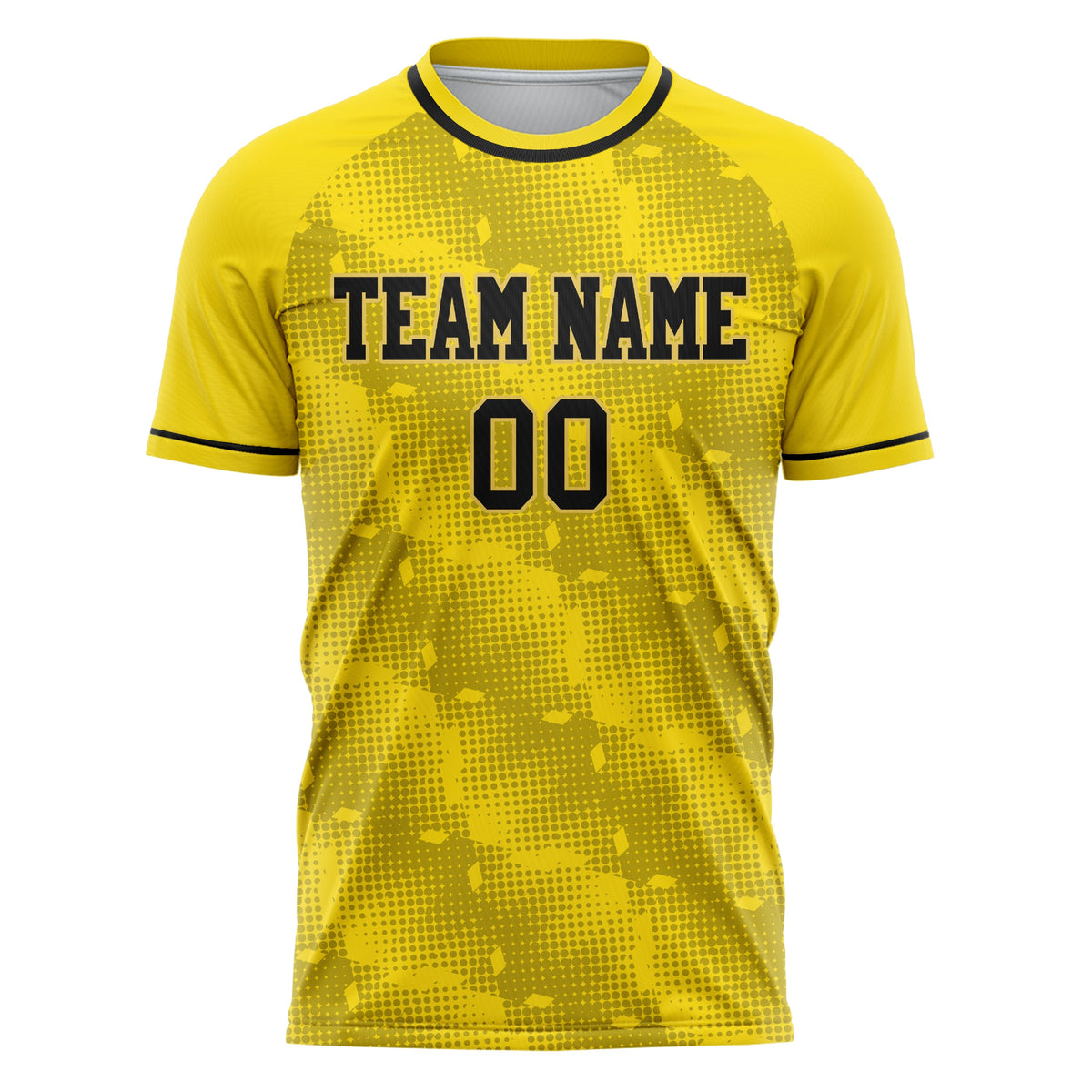 Custom Yellow Black Pattern Soccer Jersey