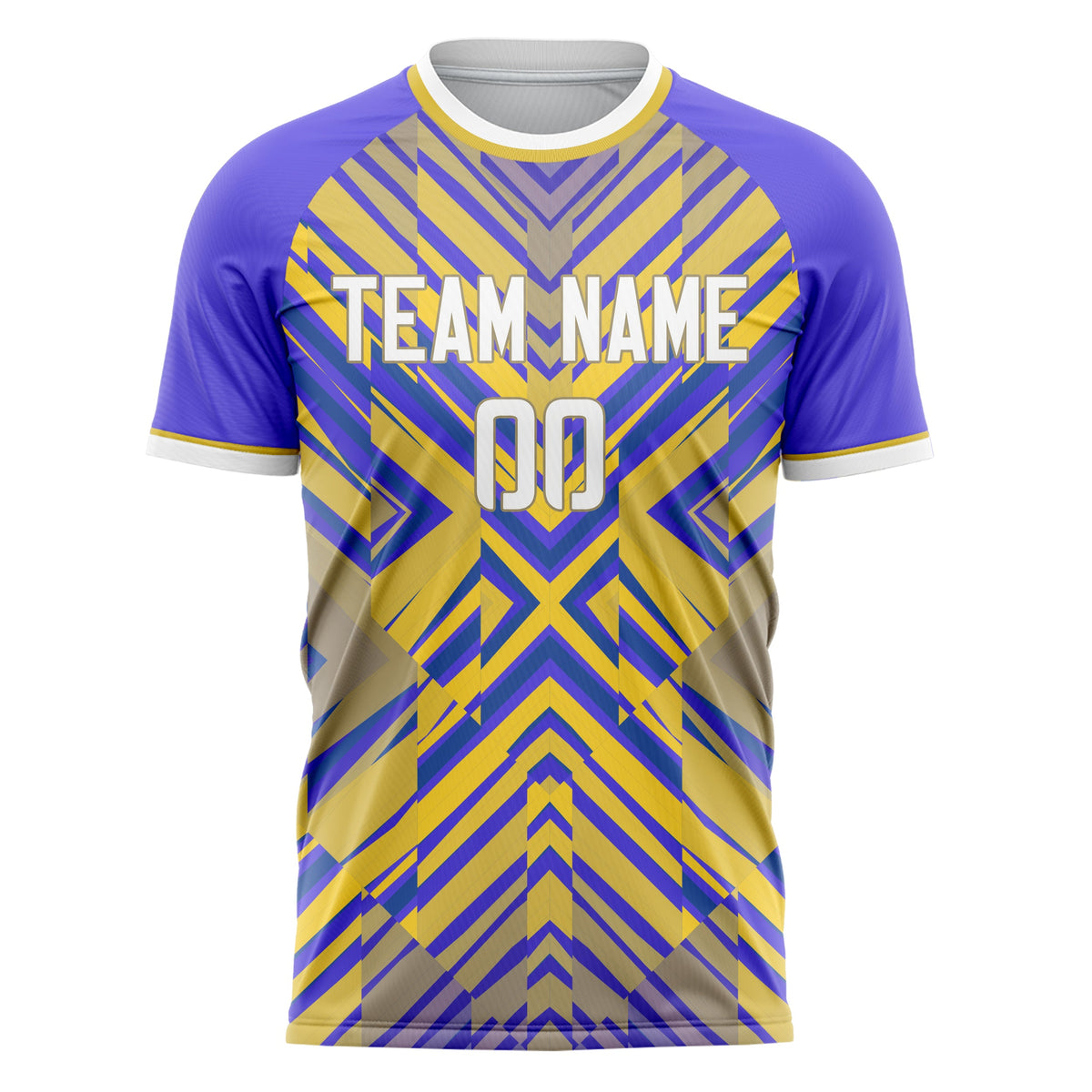 Custom Yellow Purple Pattern Soccer Jersey