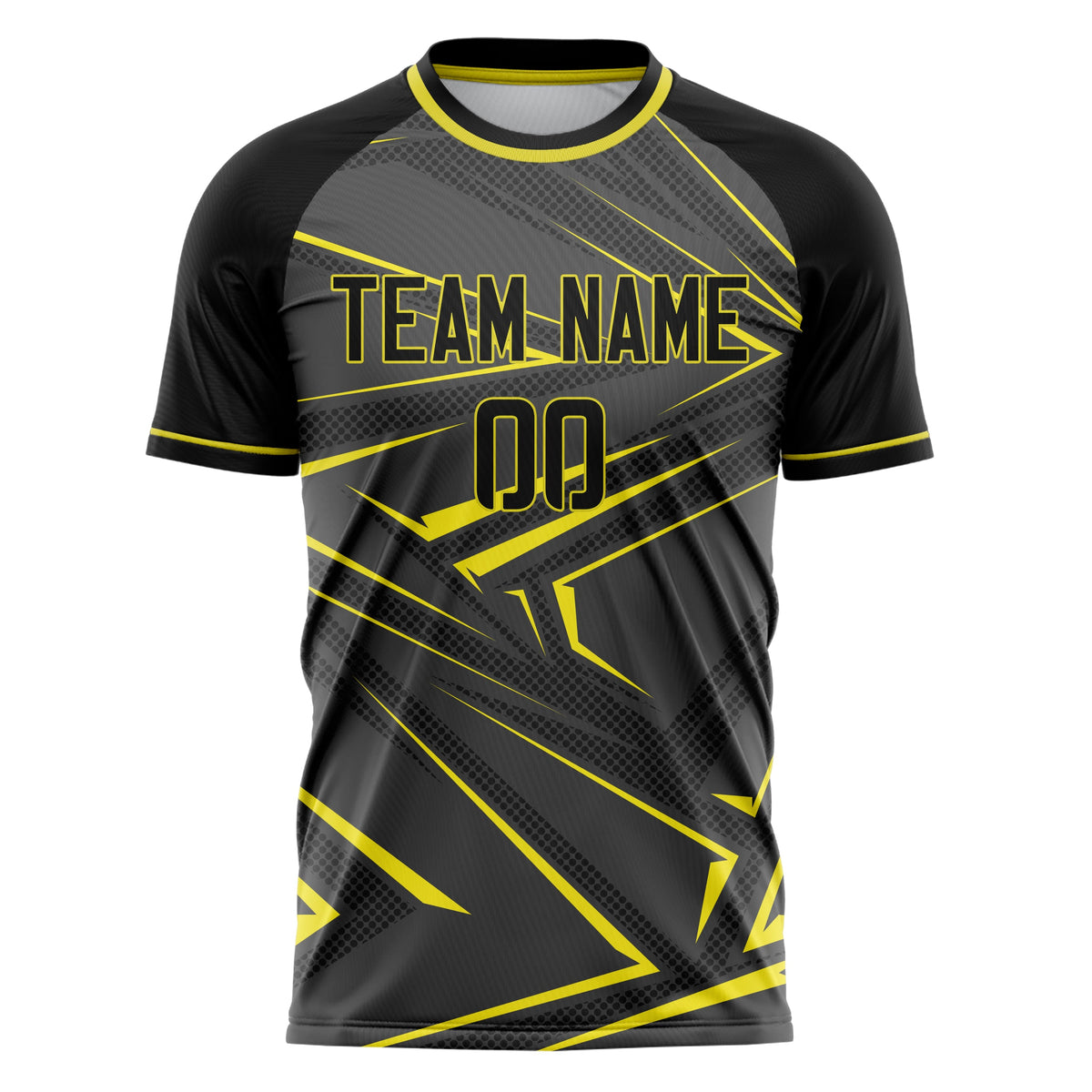 Custom Gray Yellow Pattern Soccer Jersey