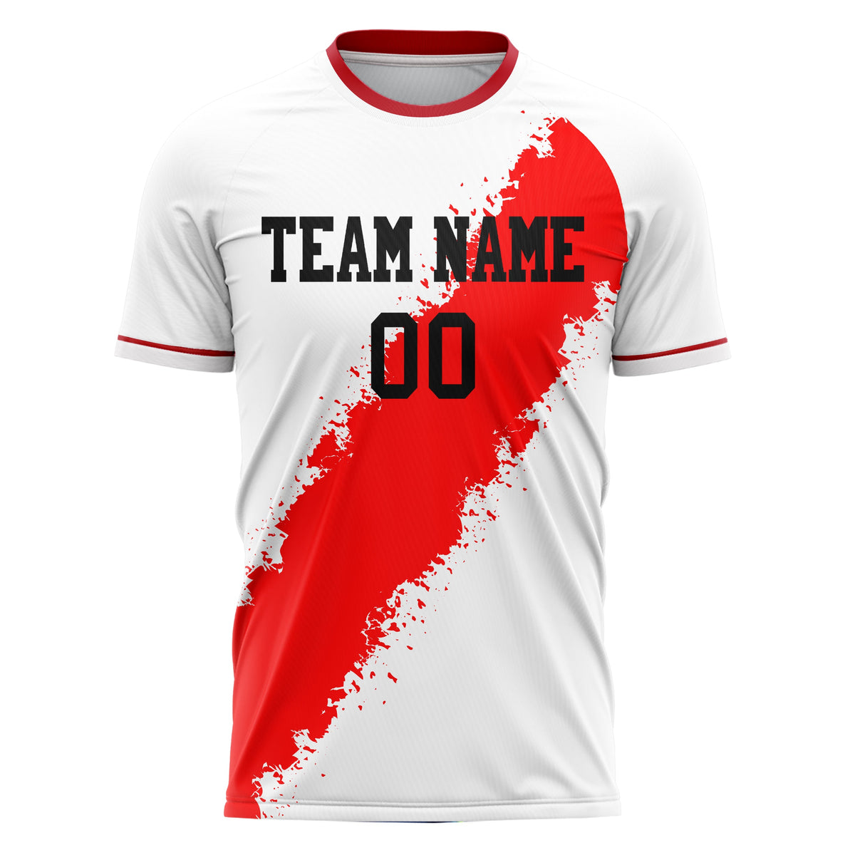 Custom White Red Pattern Soccer Jersey