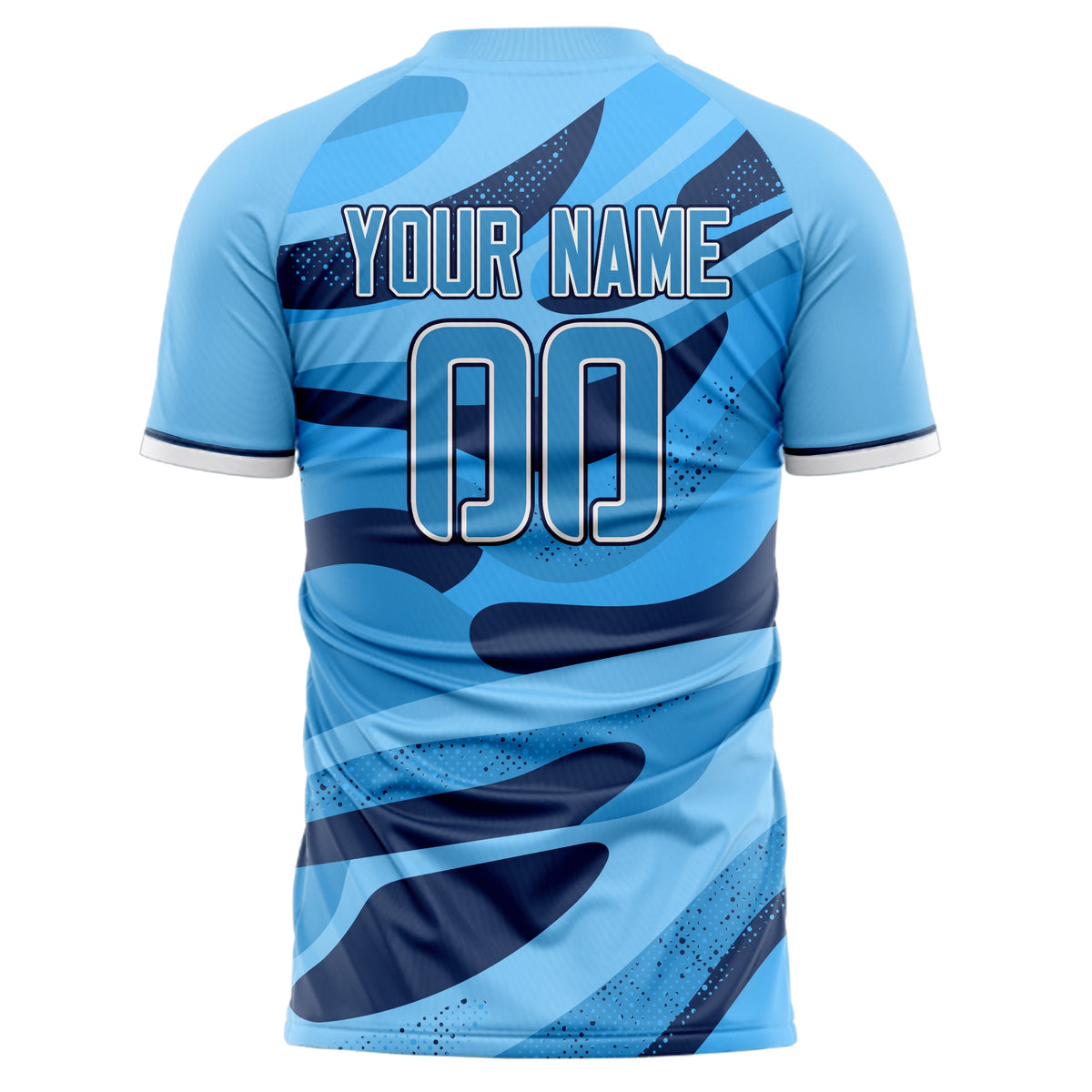 Custom Light Blue Navy Pattern Soccer Jersey