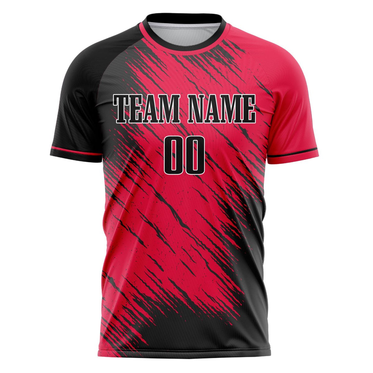 Custom Red Black Pattern Soccer Jersey