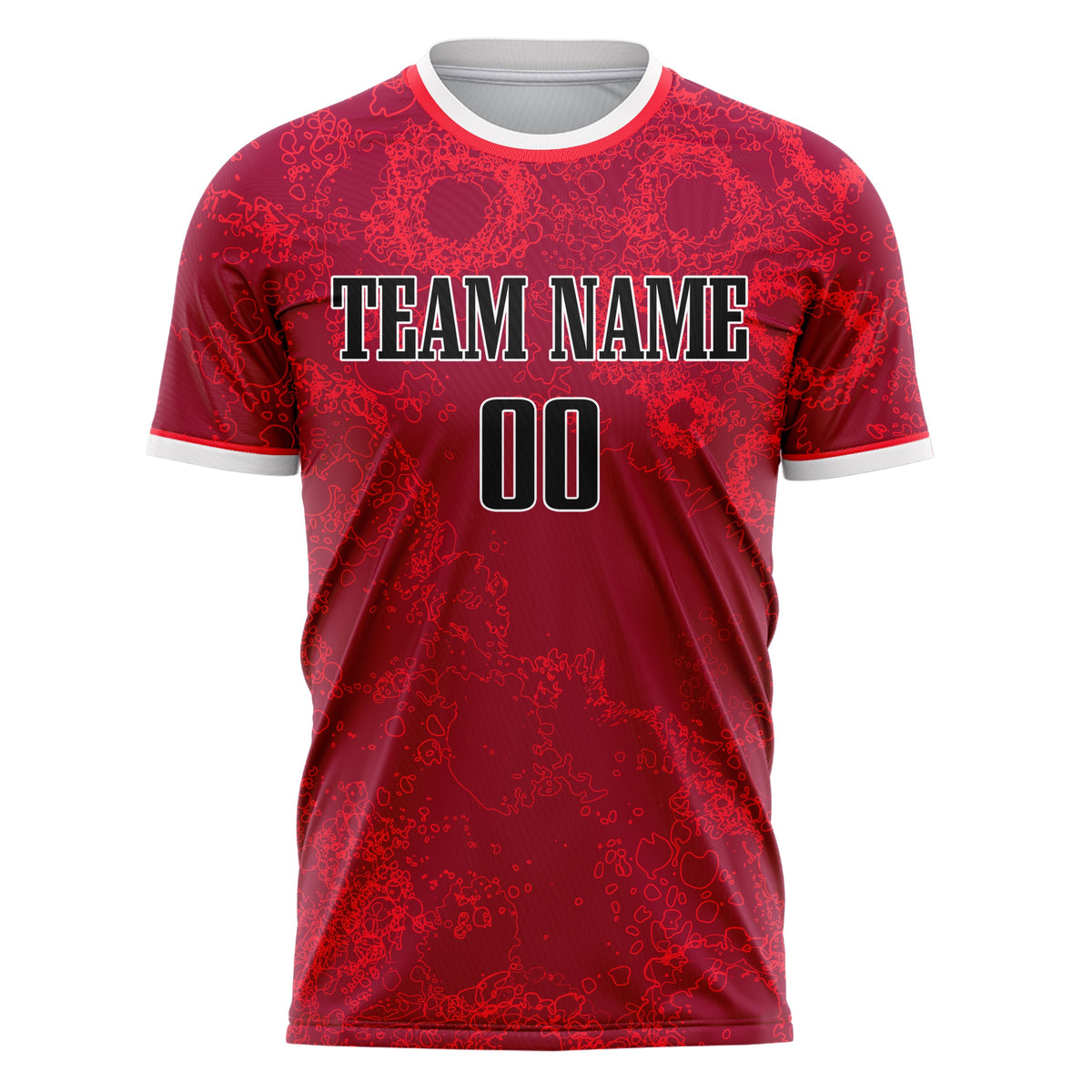 Custom Red Black Pattern Soccer Jersey