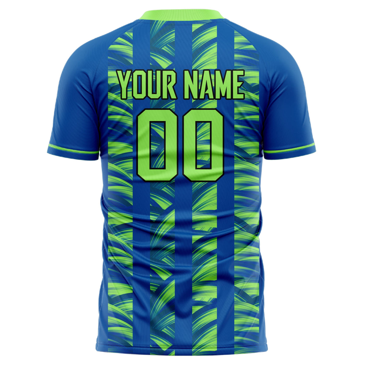 Custom Royal Neon Green Pattern Soccer Jersey