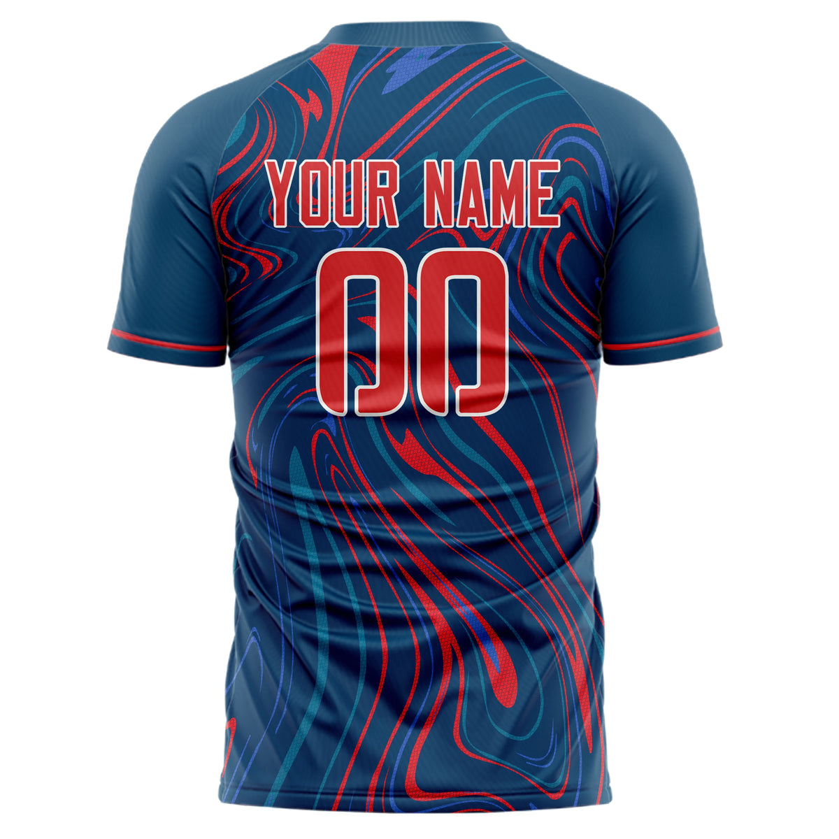 Custom Navy Red Pattern Soccer Jersey