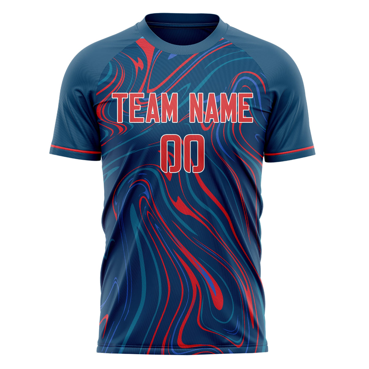 Custom Navy Red Pattern Soccer Jersey