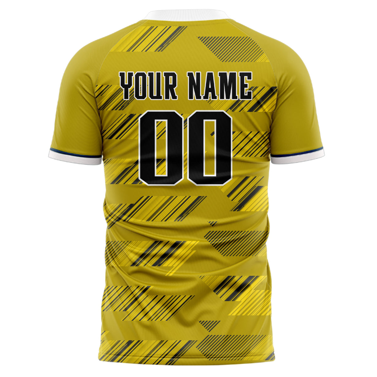 Custom Old Gold Black Pattern Soccer Jersey