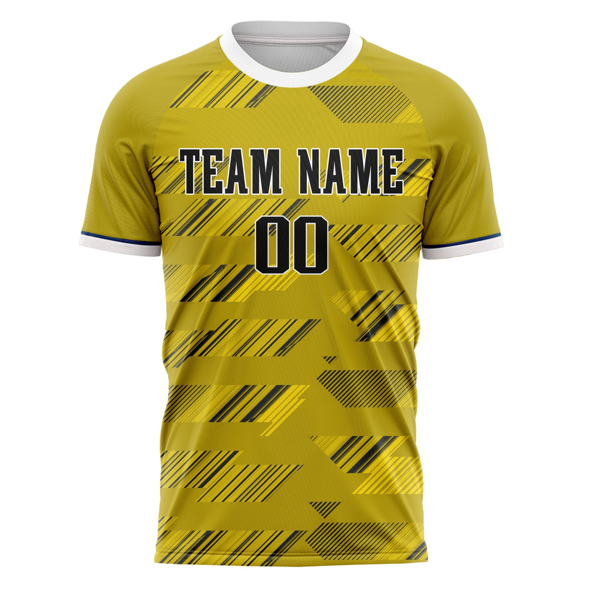 Custom Old Gold Black Pattern Soccer Jersey