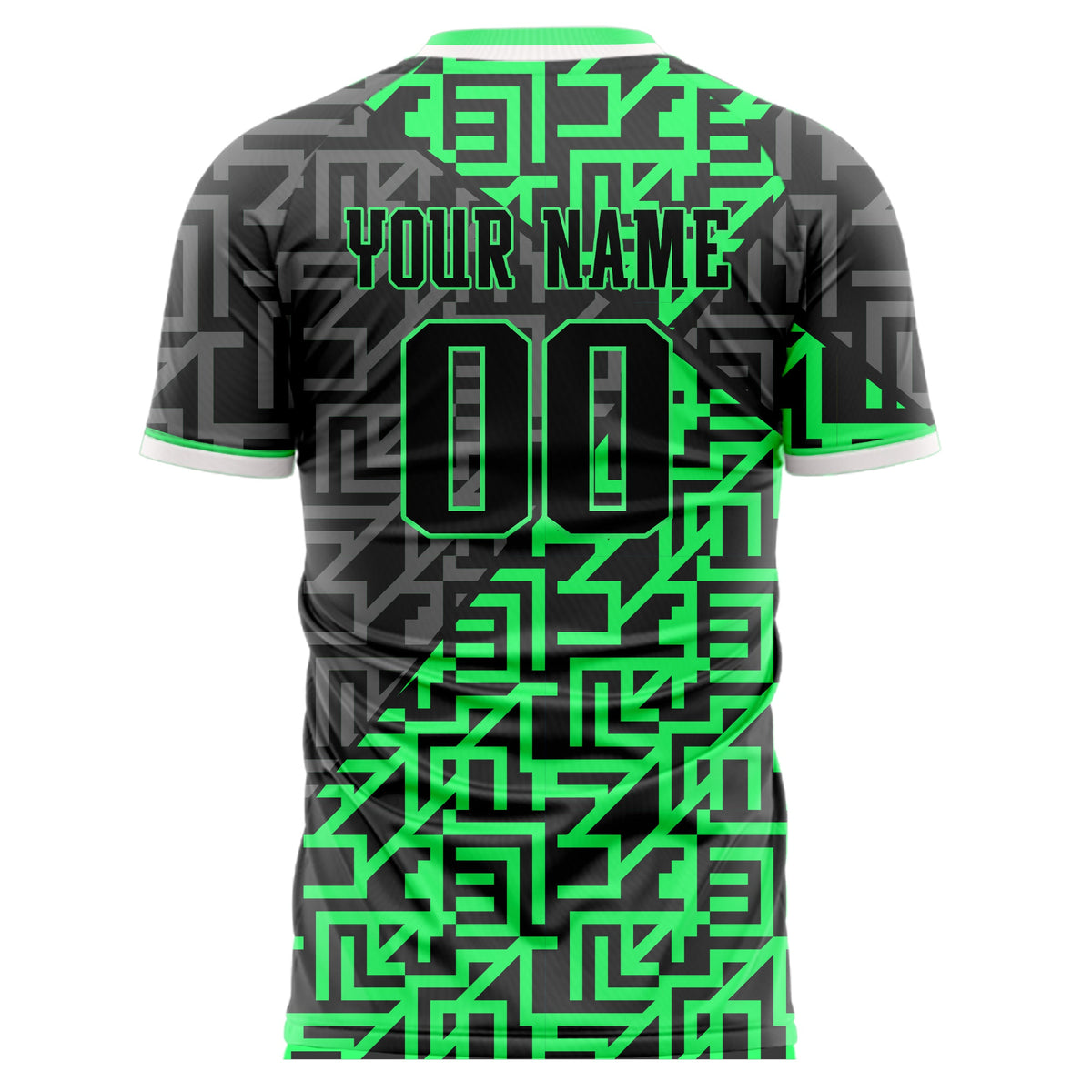 Custom Neon Green Gray Pattern Soccer Jersey