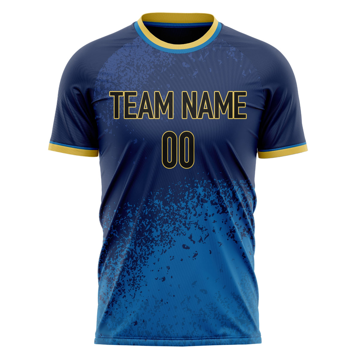 Custom Navy Black Pattern Soccer Jersey