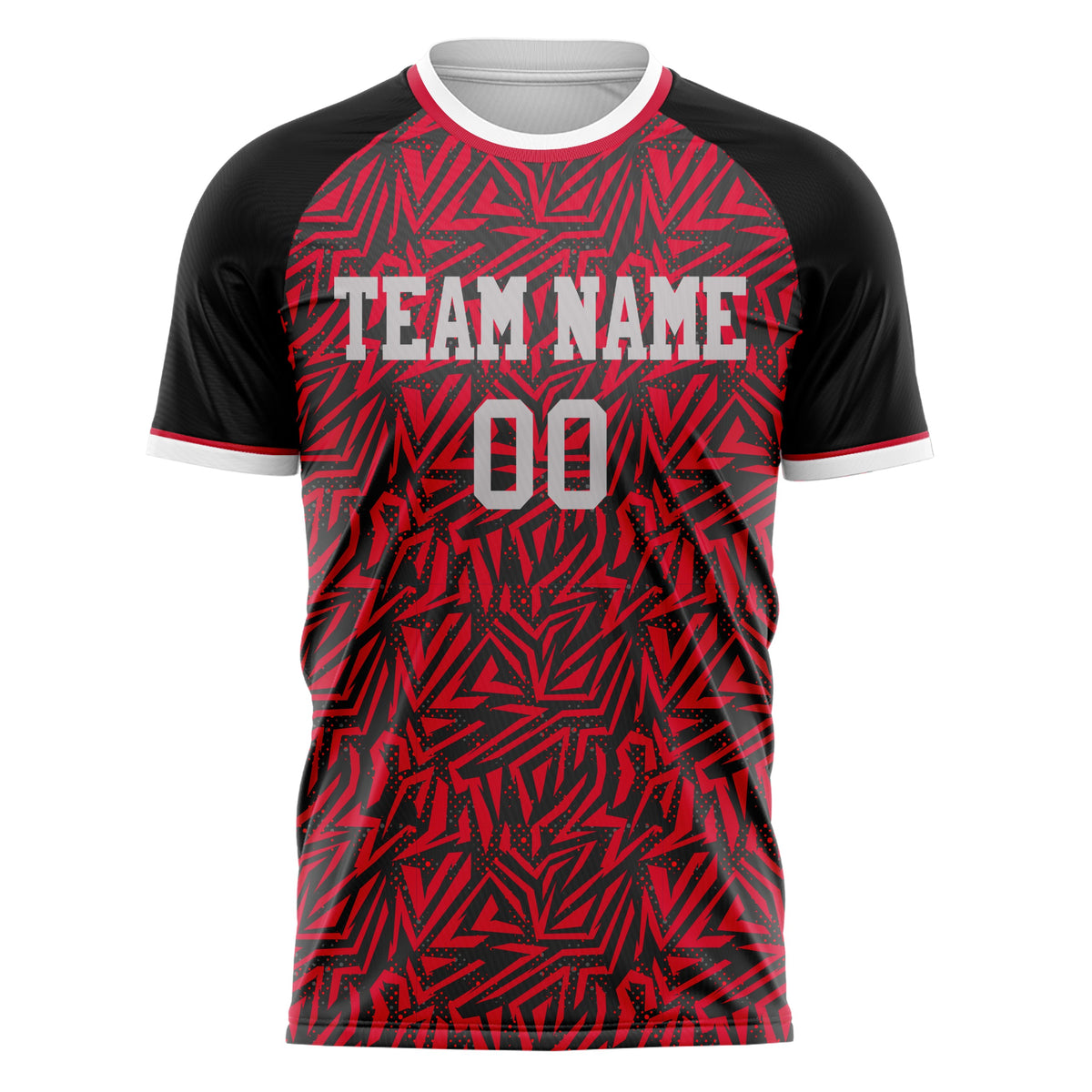 Custom Red Black Pattern Soccer Jersey