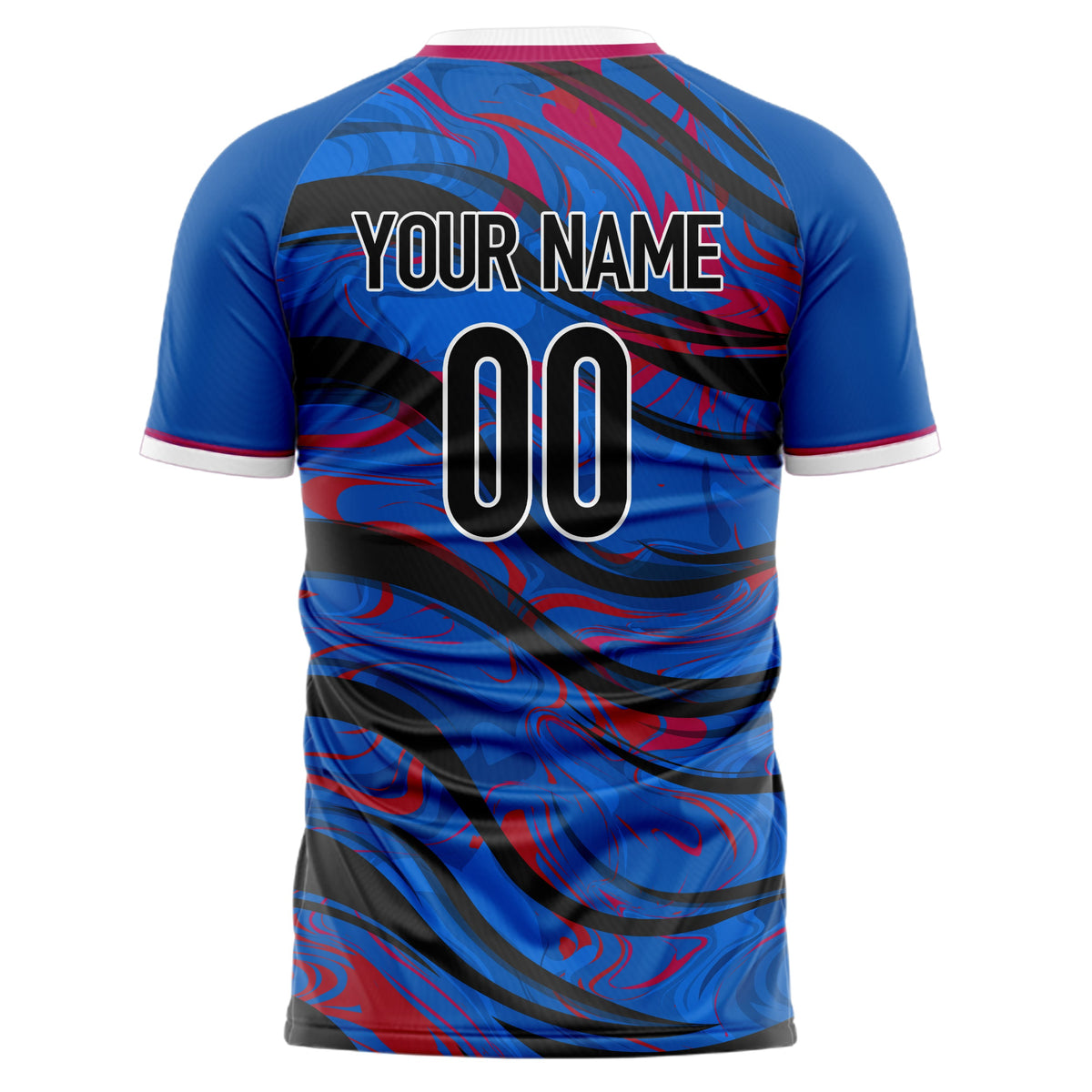 Custom Navy Black Pattern Soccer Jersey