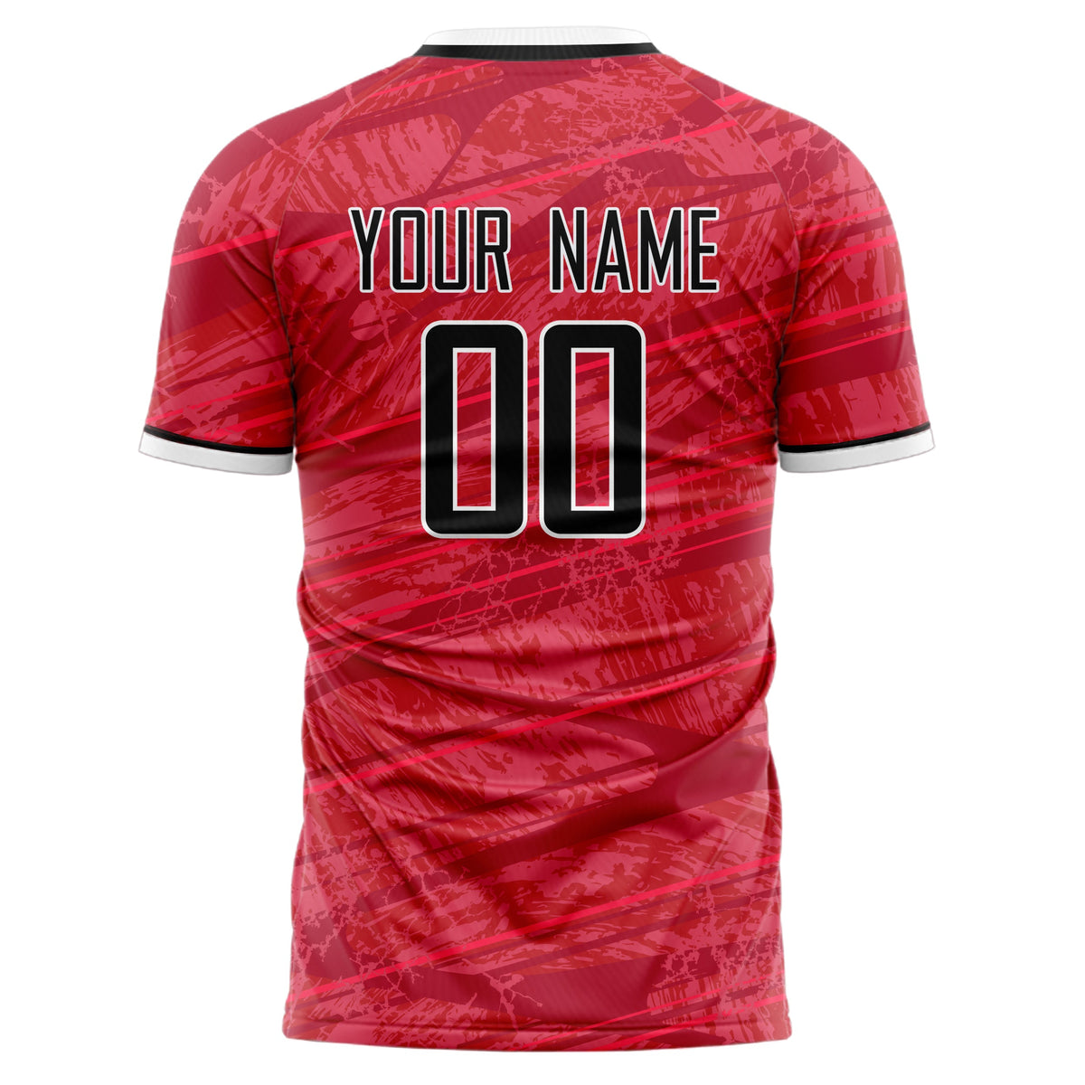 Custom Red Black Pattern Soccer Jersey