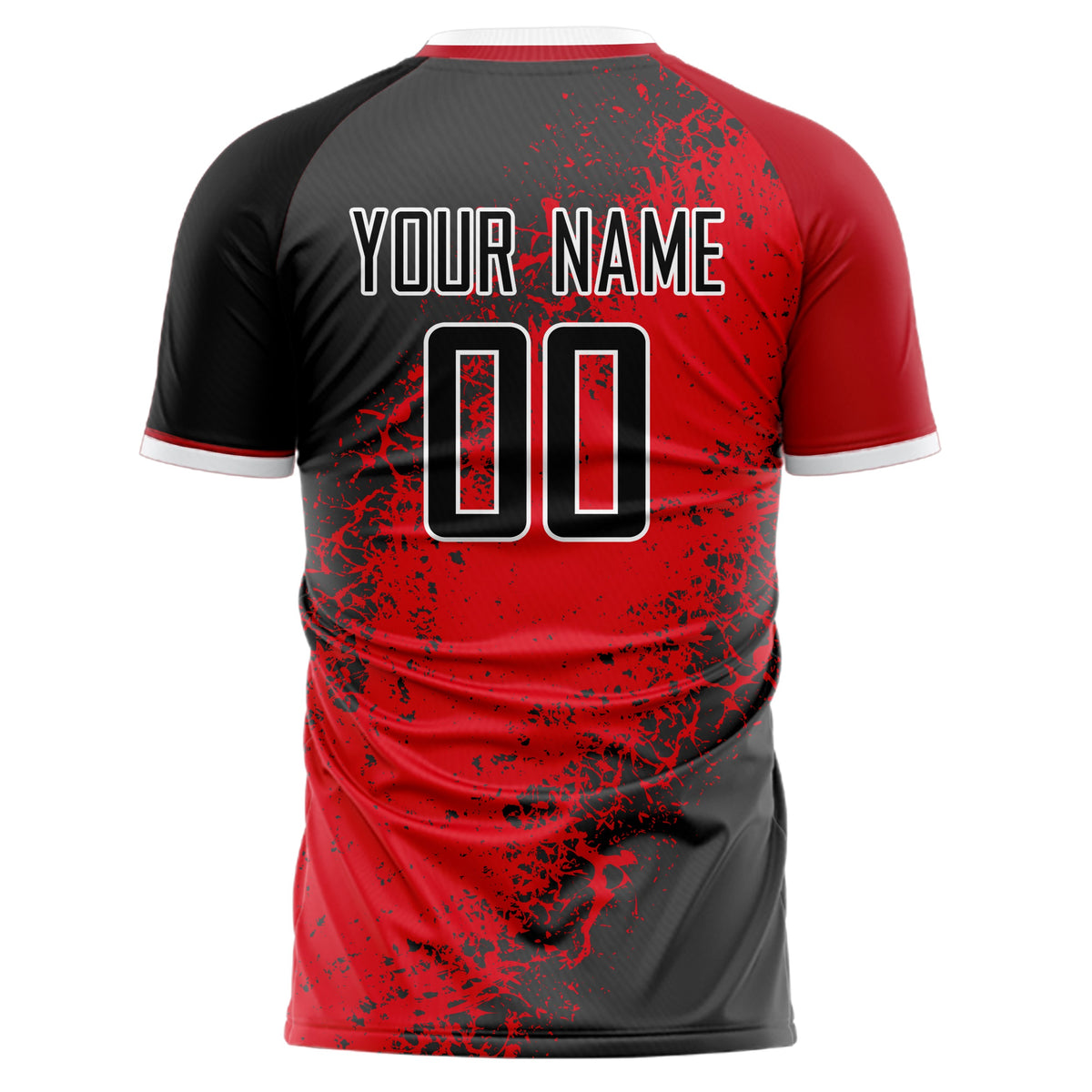 Custom Red Gray Pattern Soccer Jersey