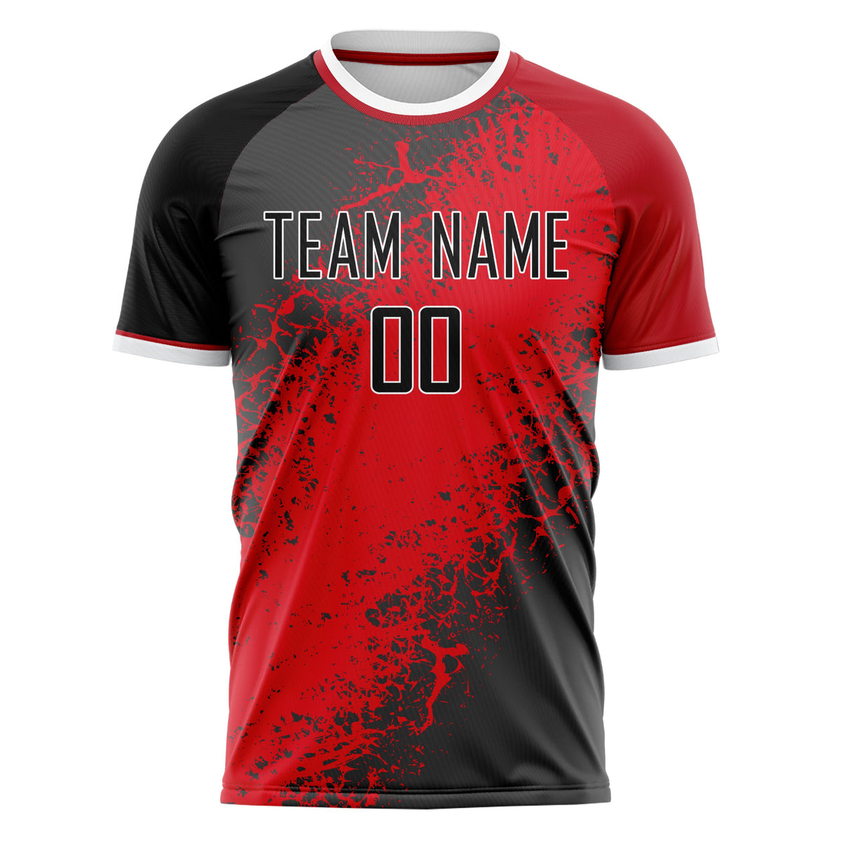 Custom Red Gray Pattern Soccer Jersey