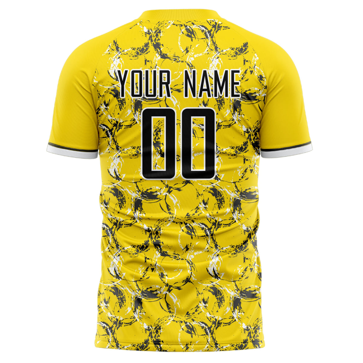 Custom Yellow Black Pattern Soccer Jersey