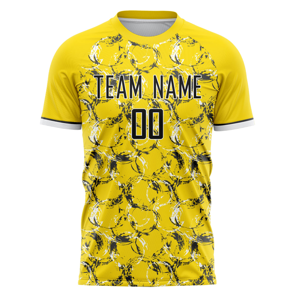 Custom Yellow Black Pattern Soccer Jersey