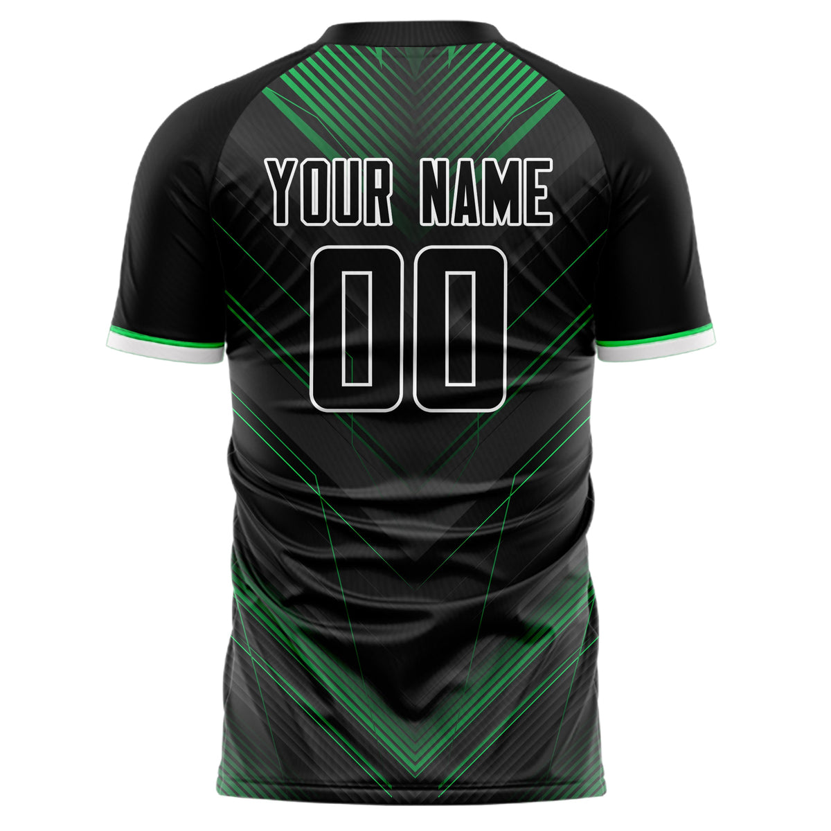 Custom Black Green Pattern Soccer Jersey