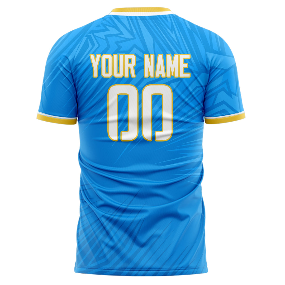 Custom Blue Gold Pattern Soccer Jersey